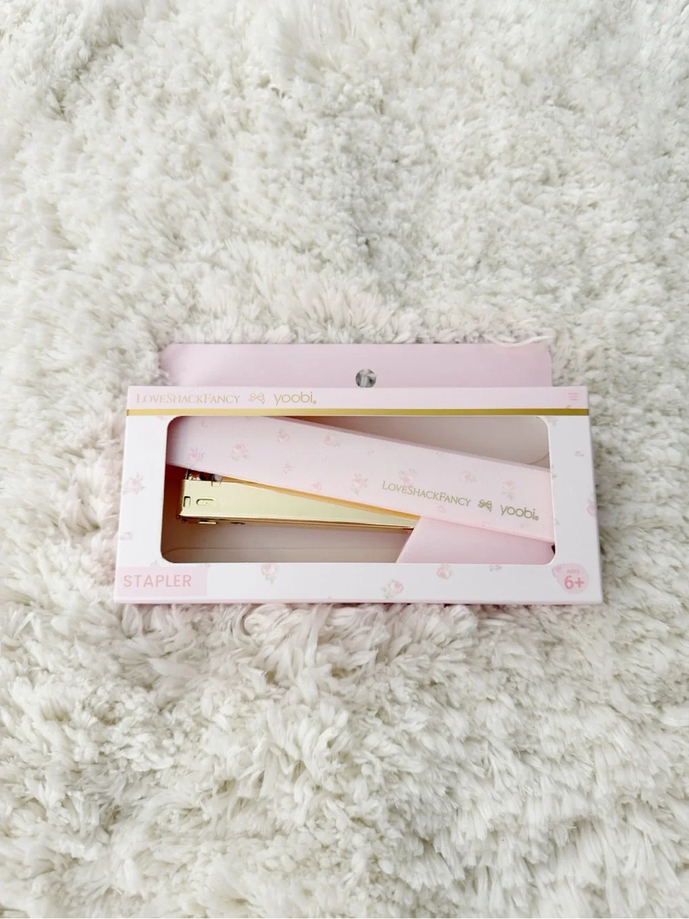 LoveShackFancy Pink and Gold Stapler Floral Print